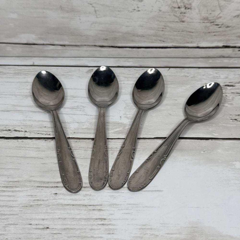 Vintage Inox P Wings Stainless Steel Coffee/Tea Small Spoons Lot Of 4